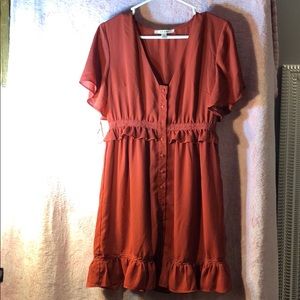 Rust colored ruffled dress